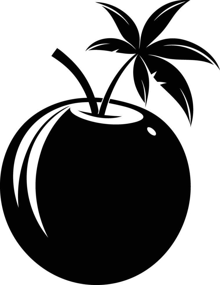 A silhouette of a coconut fruit art illustration vector