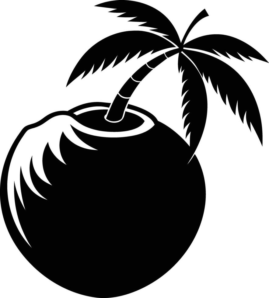 A silhouette of a coconut fruit art illustration vector