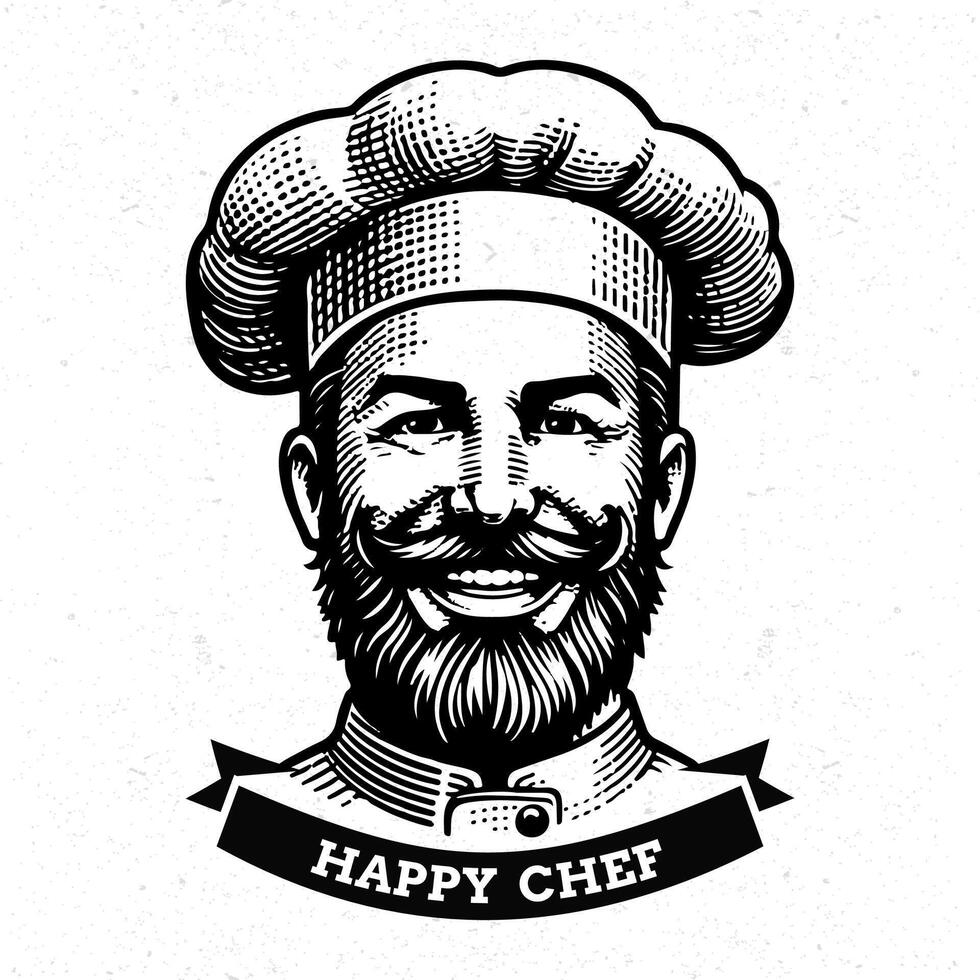Happy chef logo in retro style vector