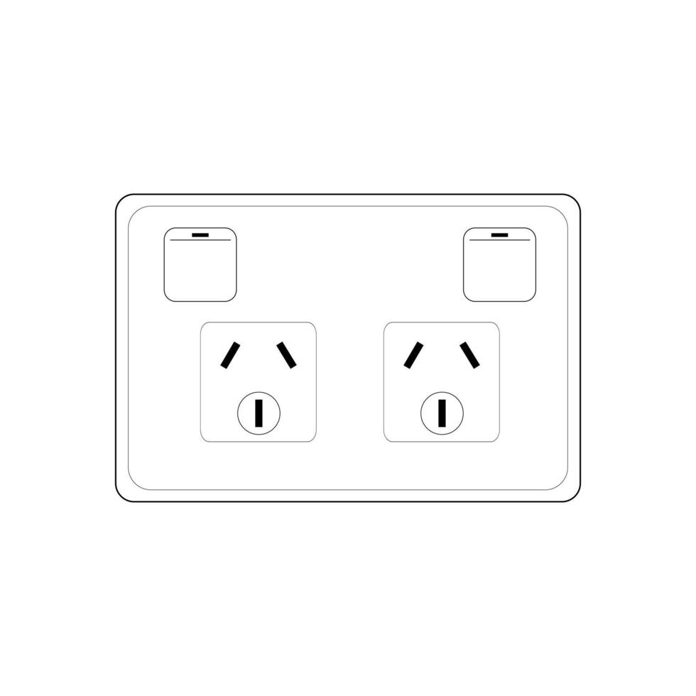 Power plug double Socket Outlet type I with switch vector