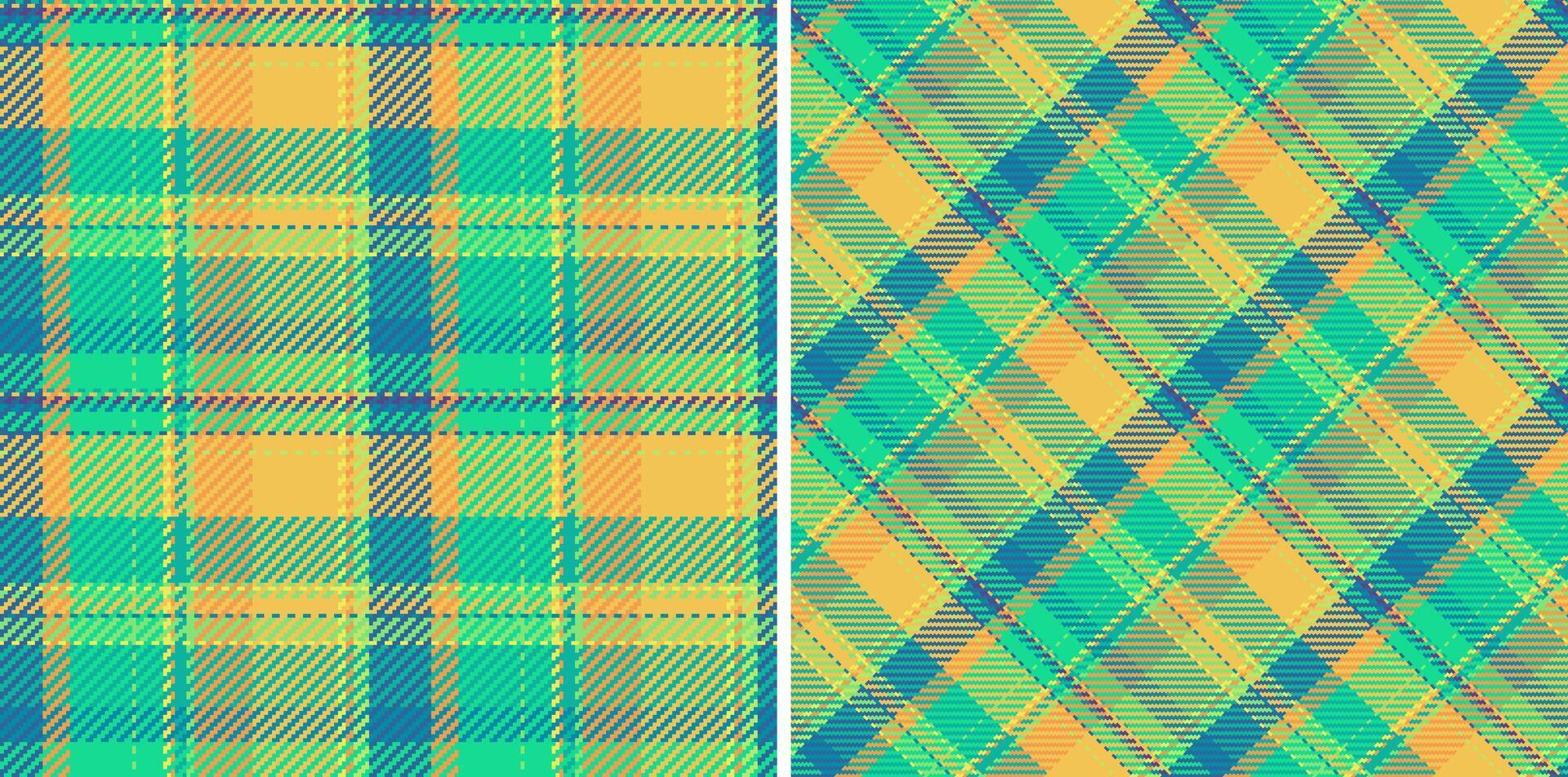 Plaid fabric textile of tartan background with a check texture pattern seamless. Set in trendy colors. Fashion with geometric unique identity. vector