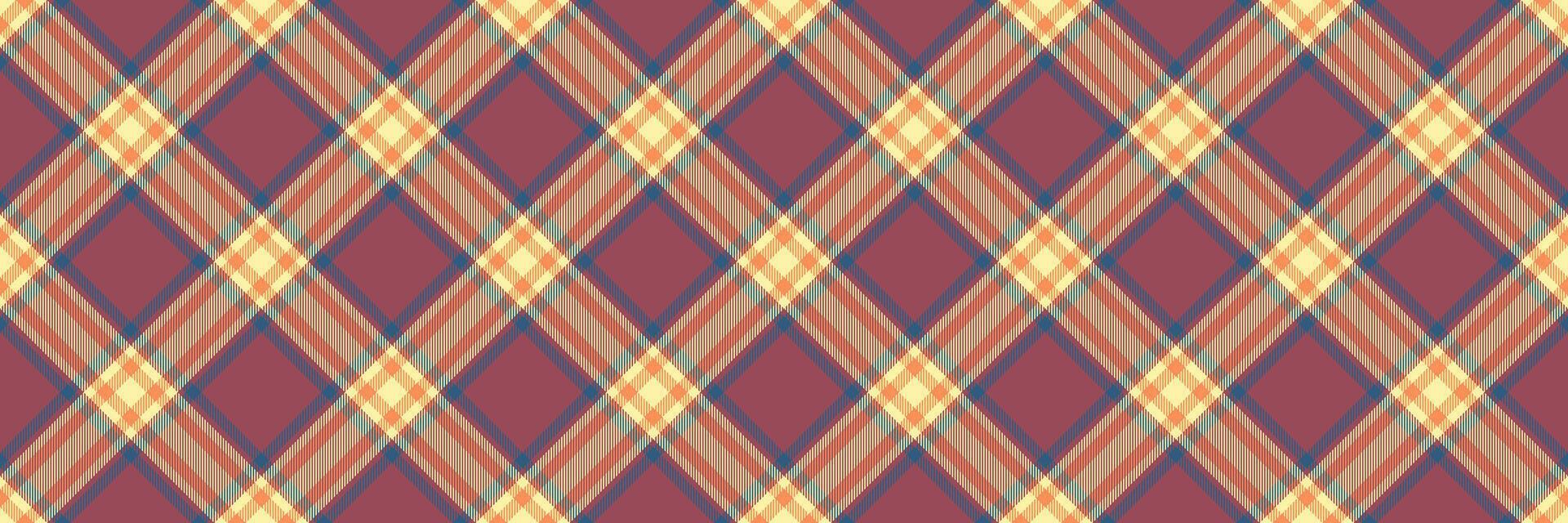 Covering tartan textile, motif background seamless pattern. Tone plaid texture check fabric in red and yellow colors. vector