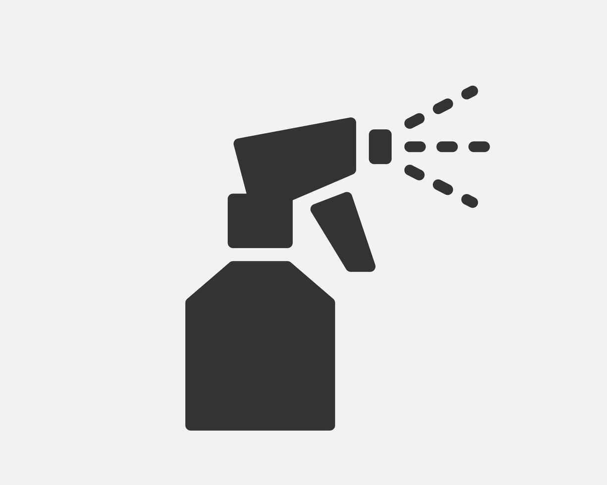 Clean icon of fluid spray in cleaning bottle aerosol. Sign tool for water gas nozzle, disinfection, hygiene spatter. vector