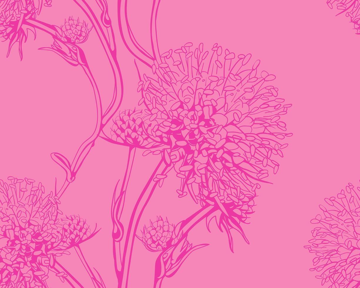 Hand drawn floral pattern design. Flower drawing simple ornament. vector
