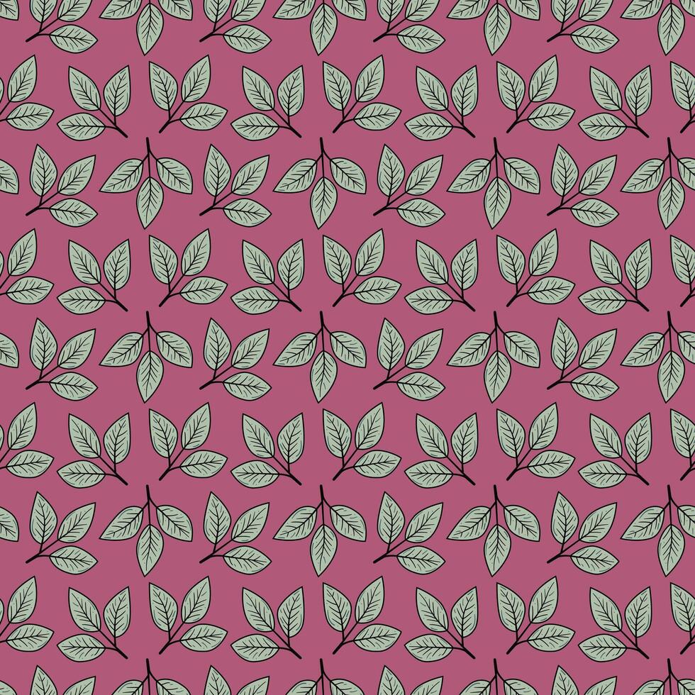 Hand drawn floral pattern design. Simple ornament with plant and leaf. vector