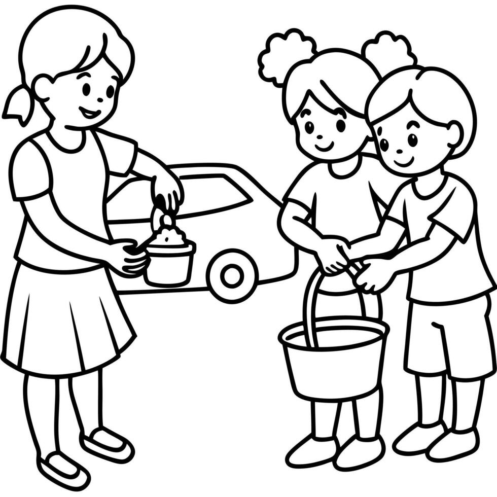 Hello summer outline for kids coloring book. The summer coloring page. Summer holiday outline vector