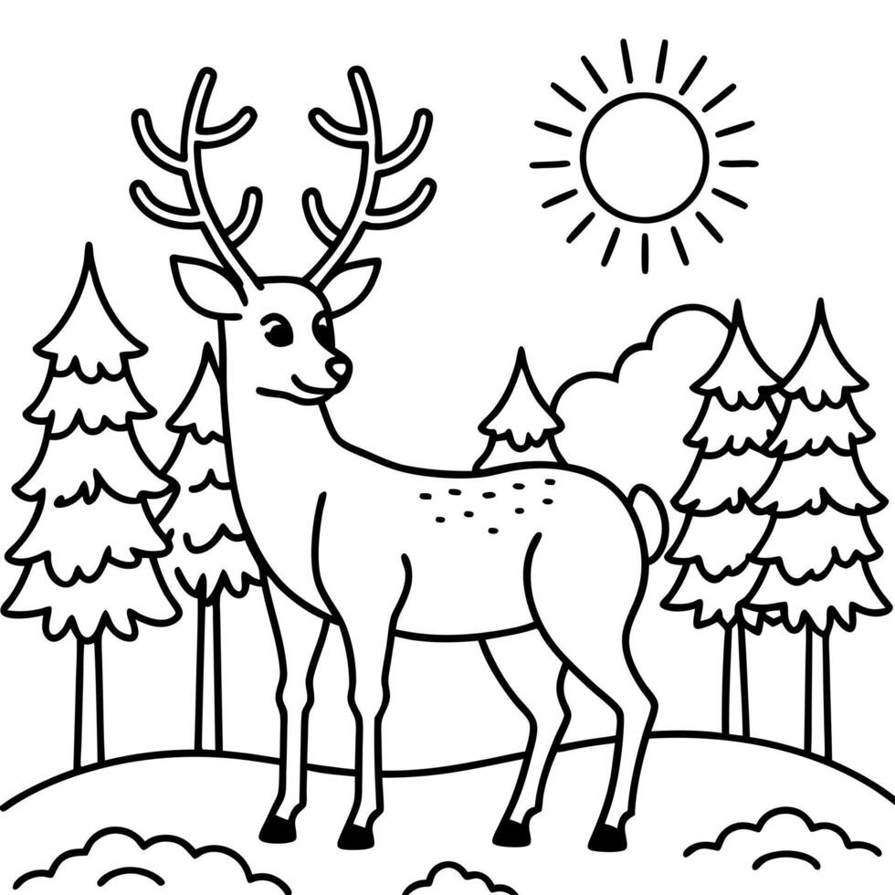 Illustration of Wild animals cartoons - Coloring book. Happy animal coloring pages vector