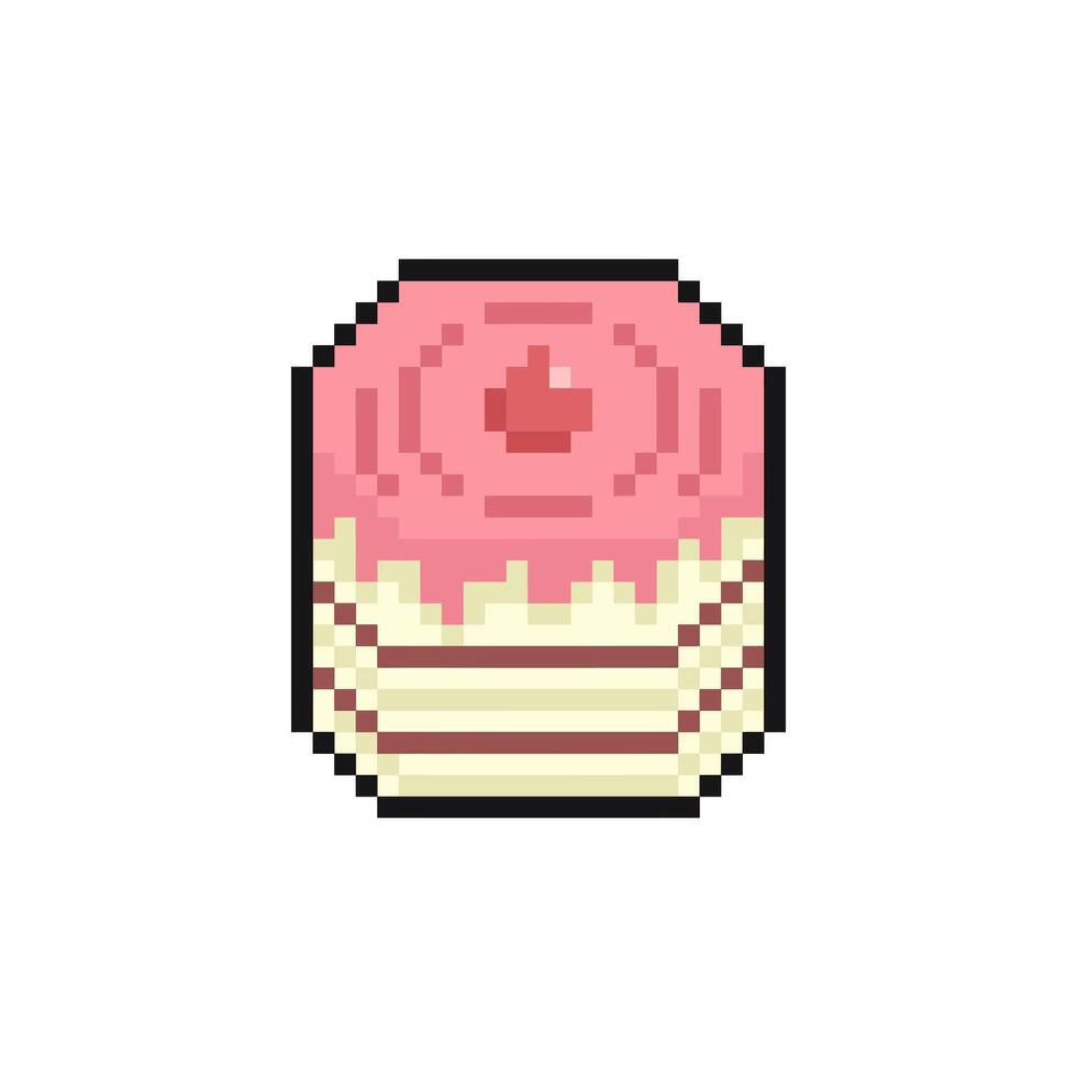 cake pixel art for dynamic digital projects and designs. vector