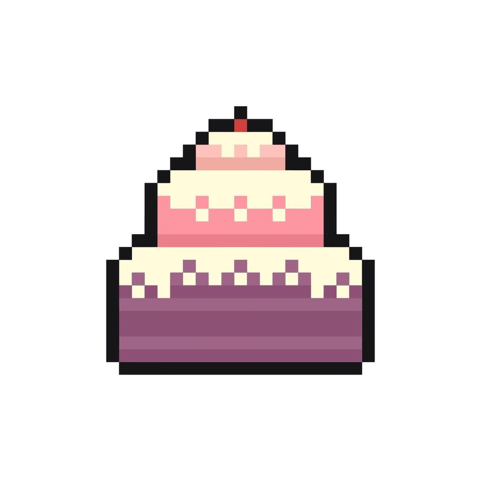 cake pixel art for dynamic digital projects and designs. vector