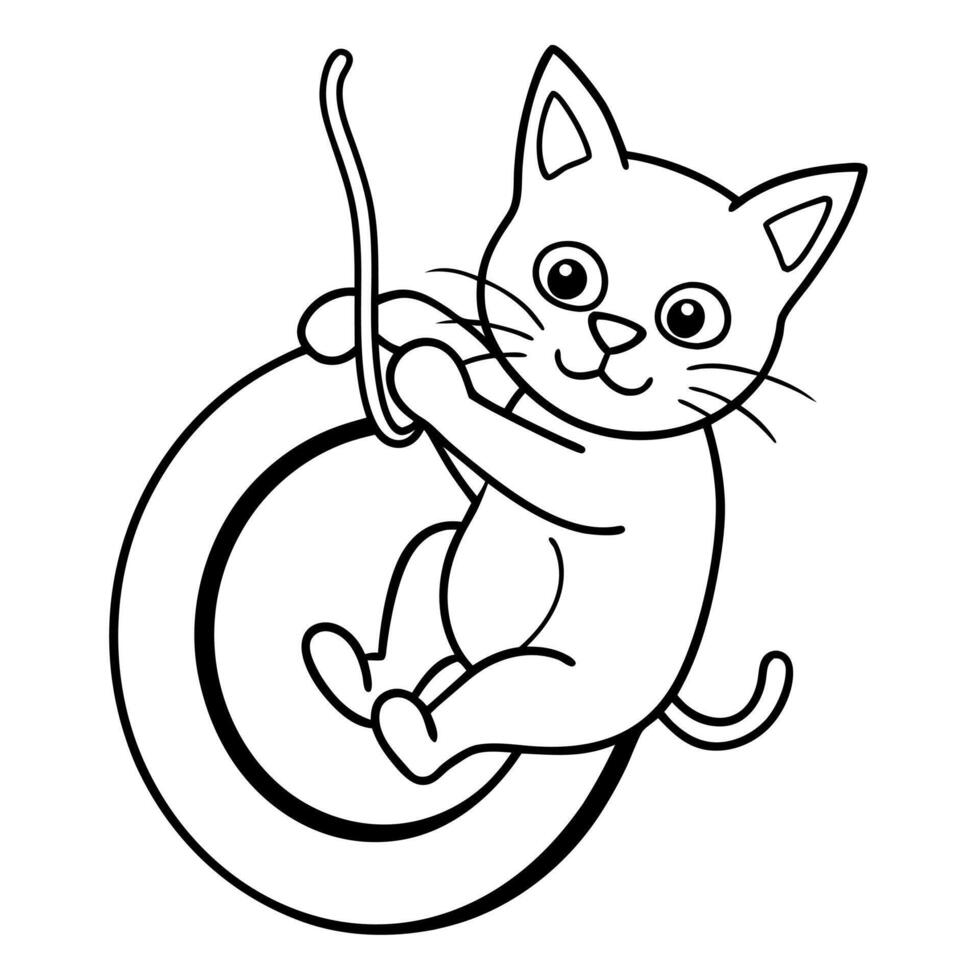 Cat kitten coloring pages. Kitten outline for kids book vector