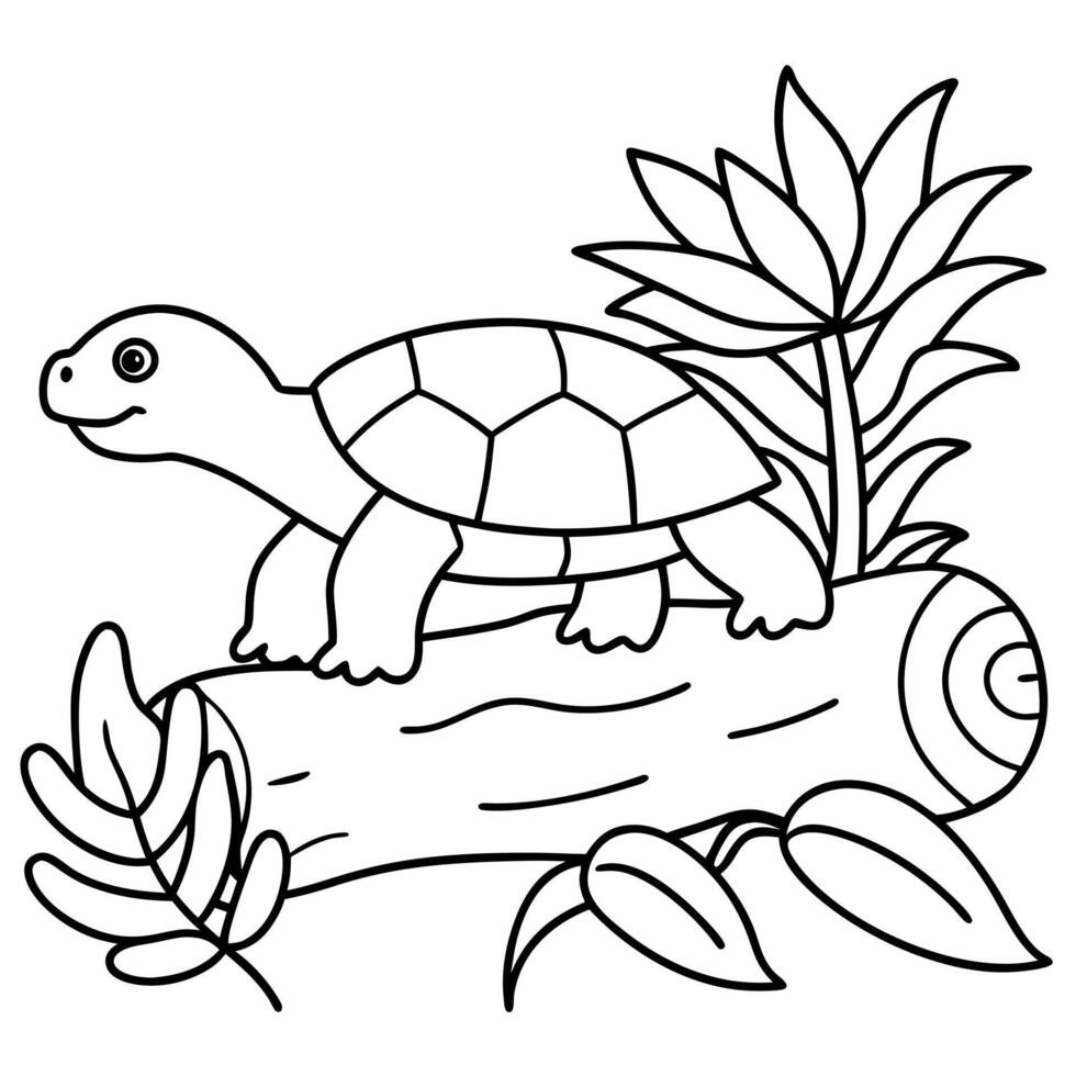 Sea turtle coloring pages. sea green turtle on white background. Curve lines. Page of coloring book. vector