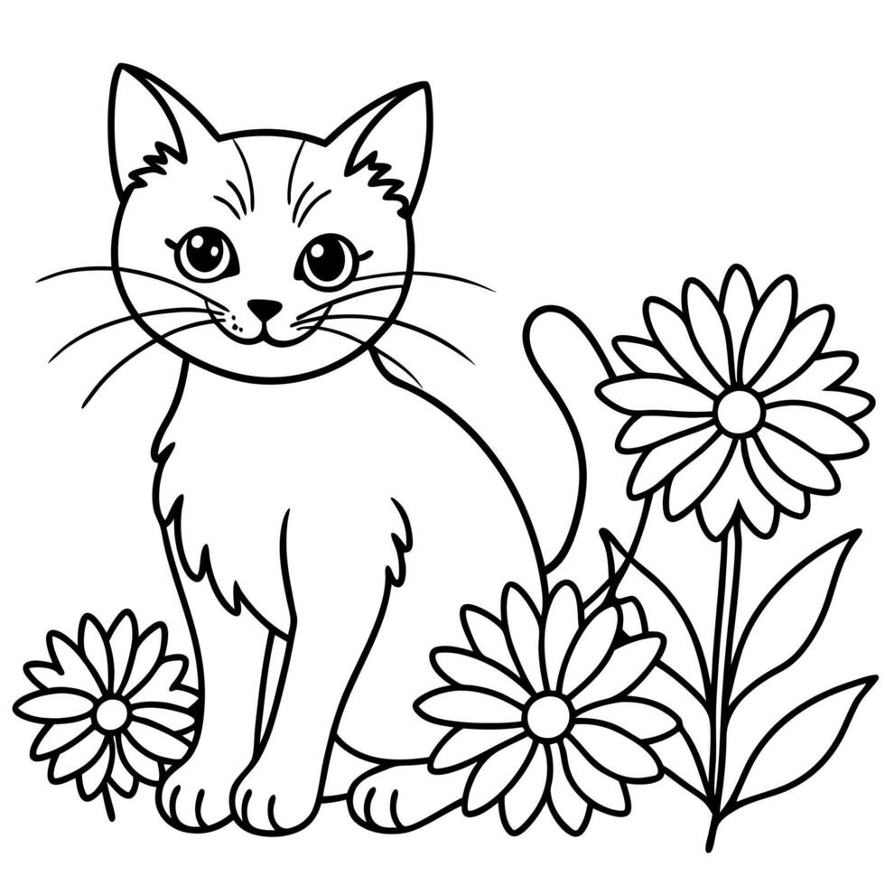 Cat kitten coloring pages. Kitten outline for kids book vector