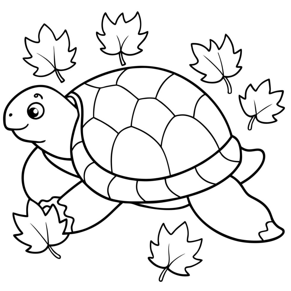 Sea turtle coloring pages. sea green turtle on white background. Curve lines. Page of coloring book. vector