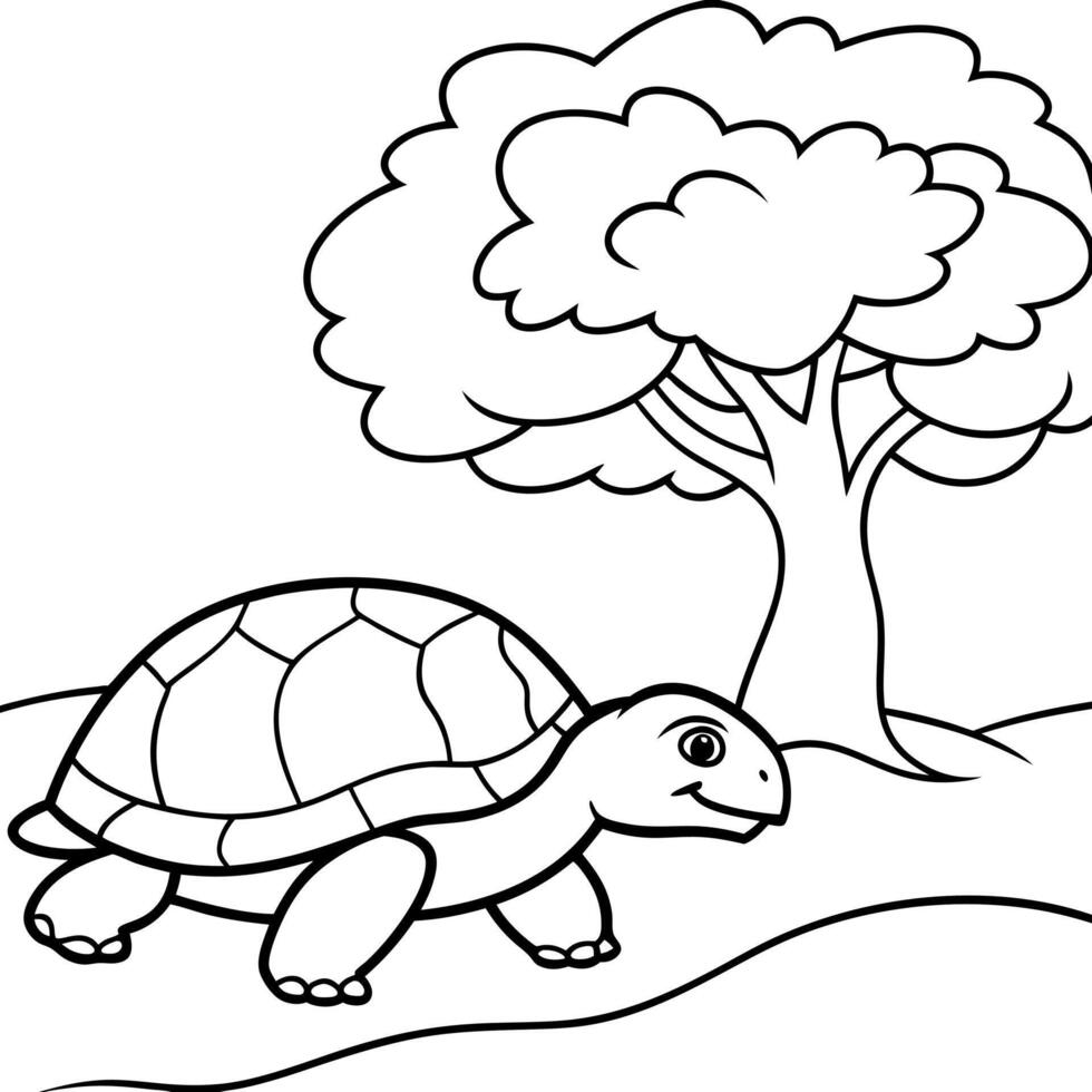 Sea turtle coloring pages. sea green turtle on white background. Curve lines. Page of coloring book. vector
