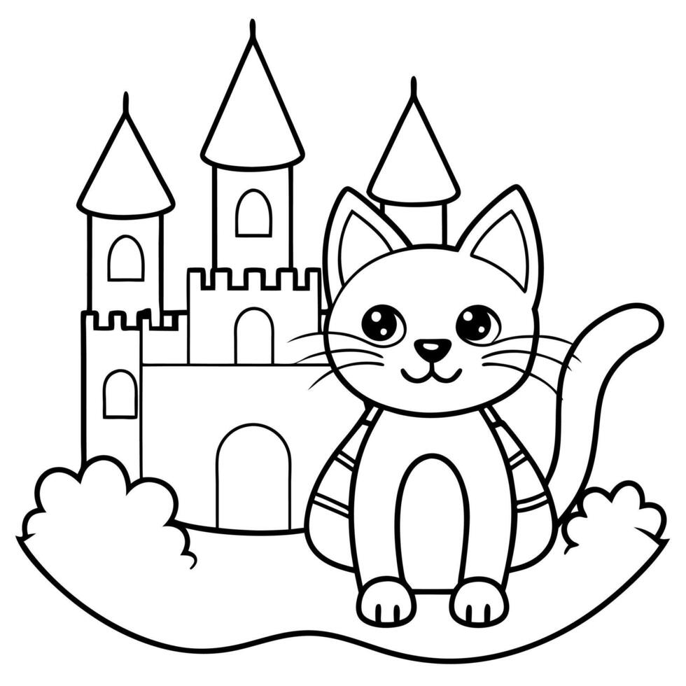 Cat kitten coloring pages. Kitten outline for kids book vector
