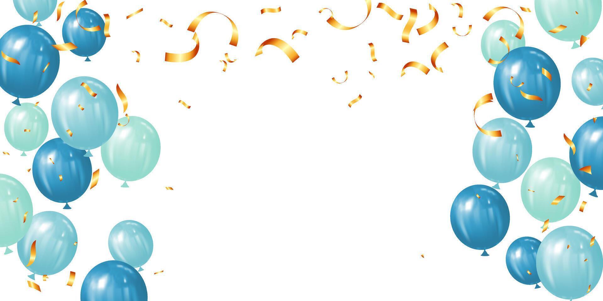 Frame template festive background realistic floating balloon blue-green color vector