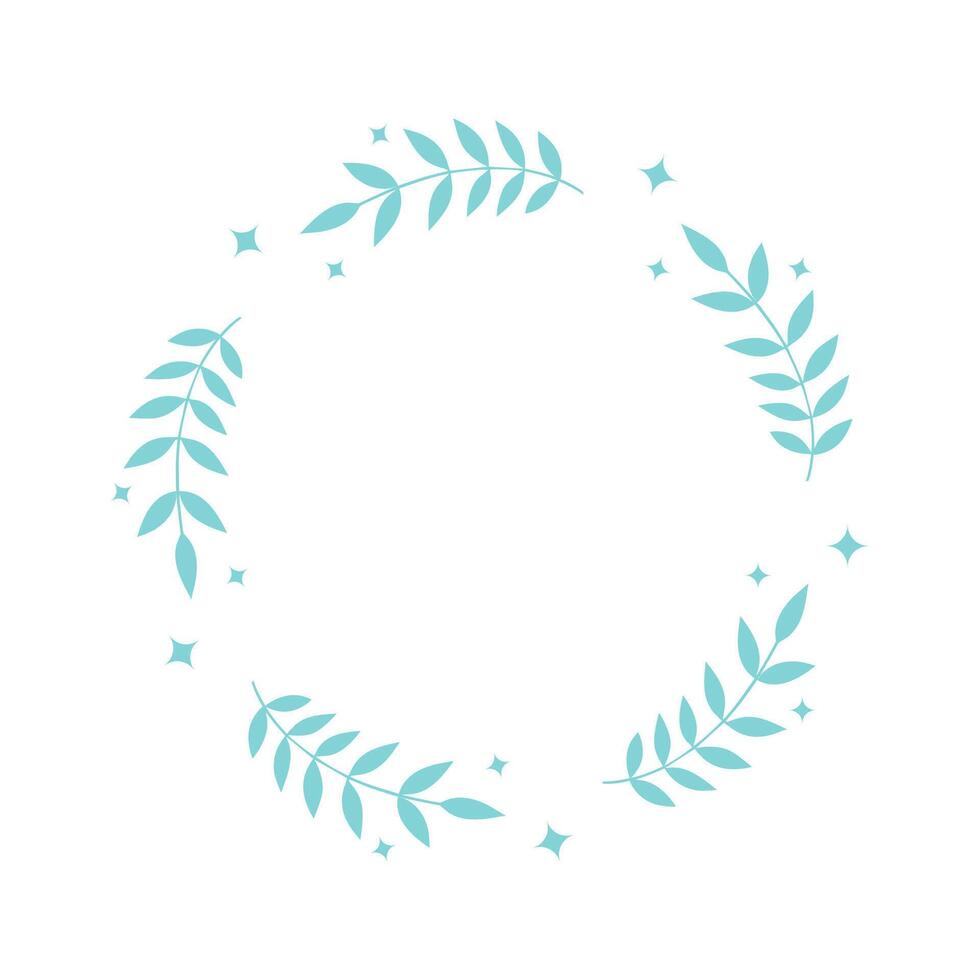 a simple green plant frame, round. Isolated on a white background vector