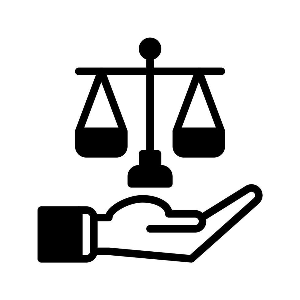 law icon and hand icon outline black style. Business and finance icons vector