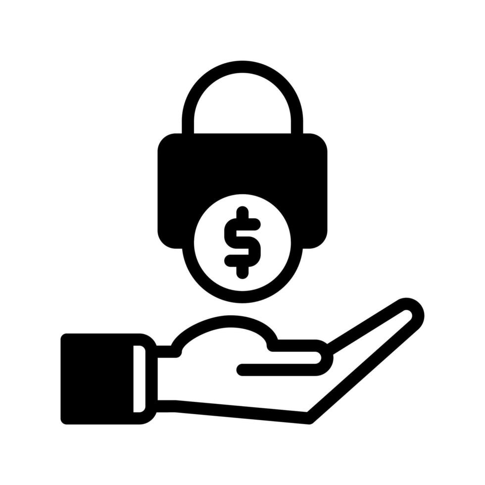 save money dollar icon and hand icon outline black style. Business and finance icons vector