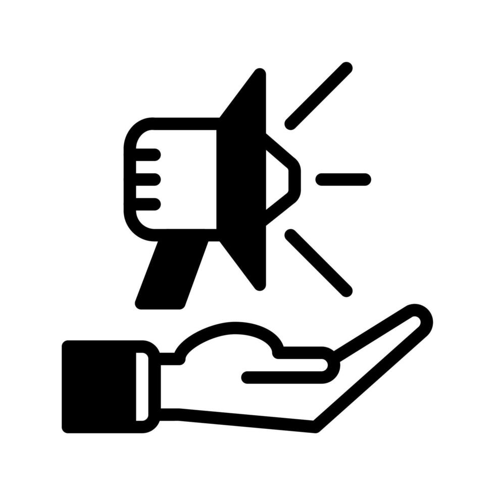 megaphone icon and hand icon outline black style. Business and finance icons vector