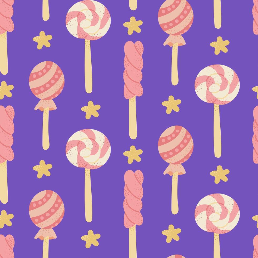 Candies seamless pattern in flat childish style vector