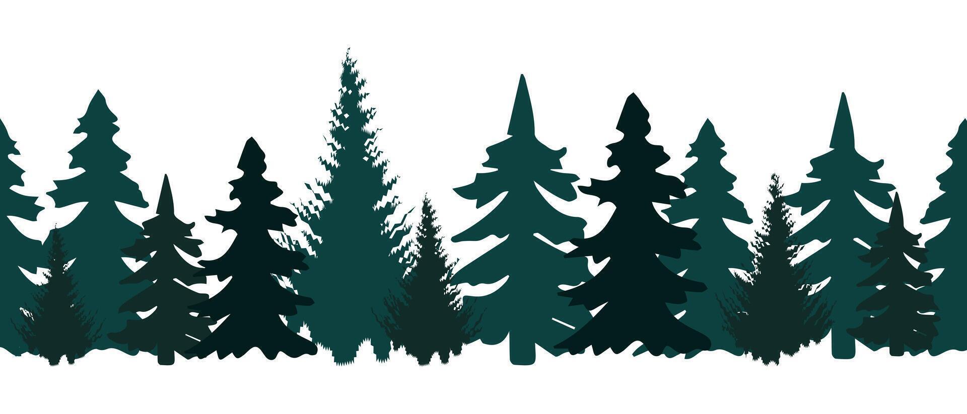 Forest landscape with firs. Forest background, seamless border vector