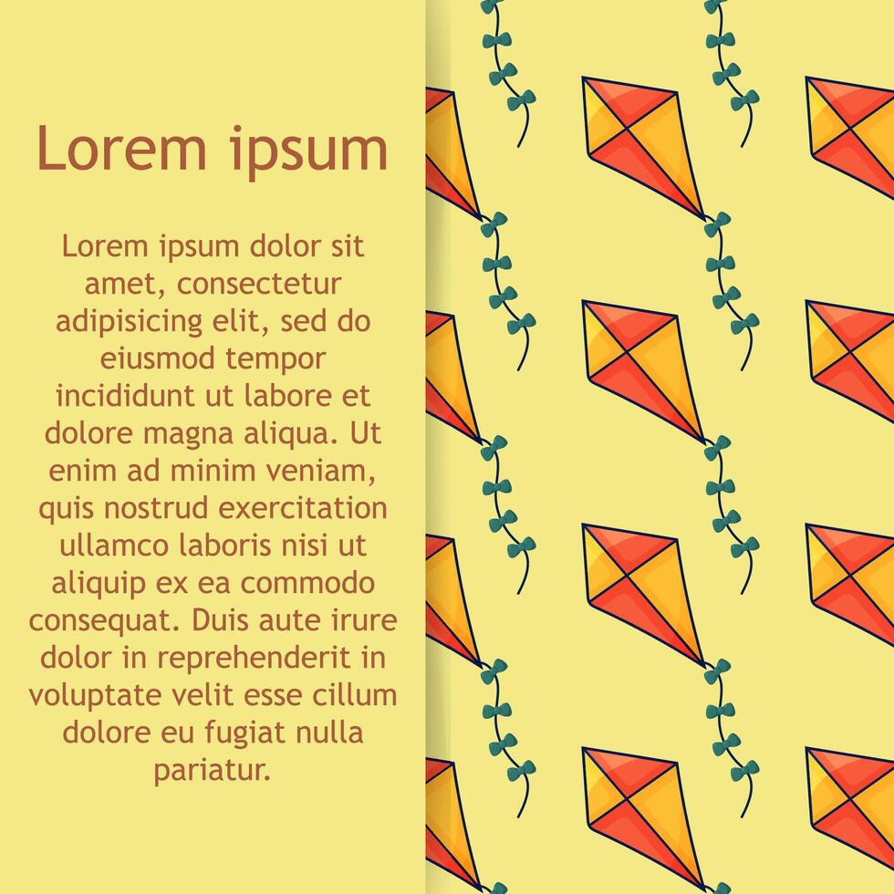 Seamless pattern with flying kites. hand drawn illustration. vector