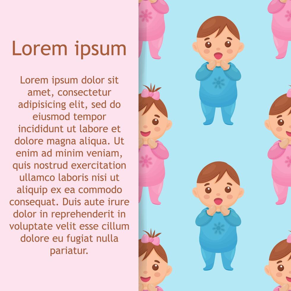 seamless pattern with an image of a baby girl and boy. vector