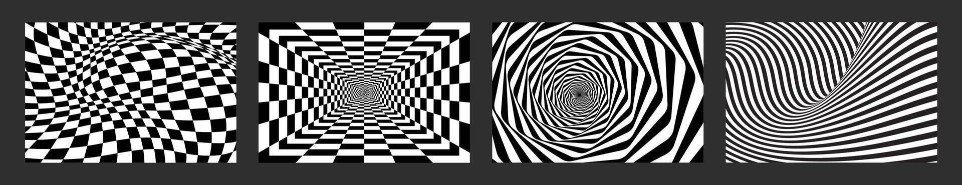 Abstract black and white checkered background collection. Set of checkered wave black white background for sport race championship and business finish success. vector
