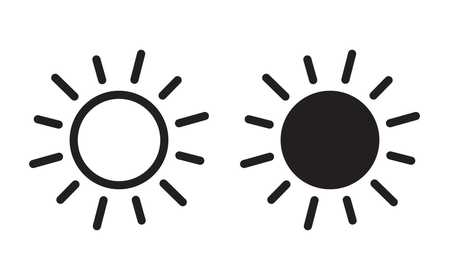 Sun icon, sun symbol isolated on white. vector