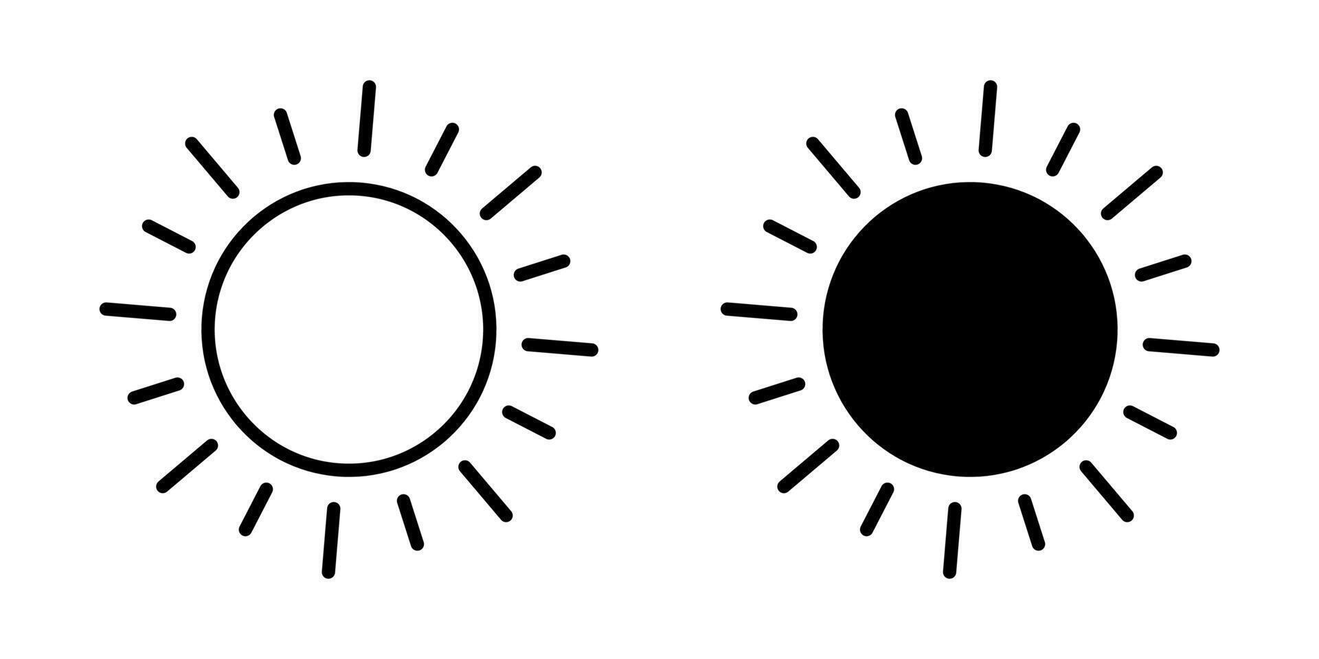 Sun icon, sun symbol isolated on white. vector