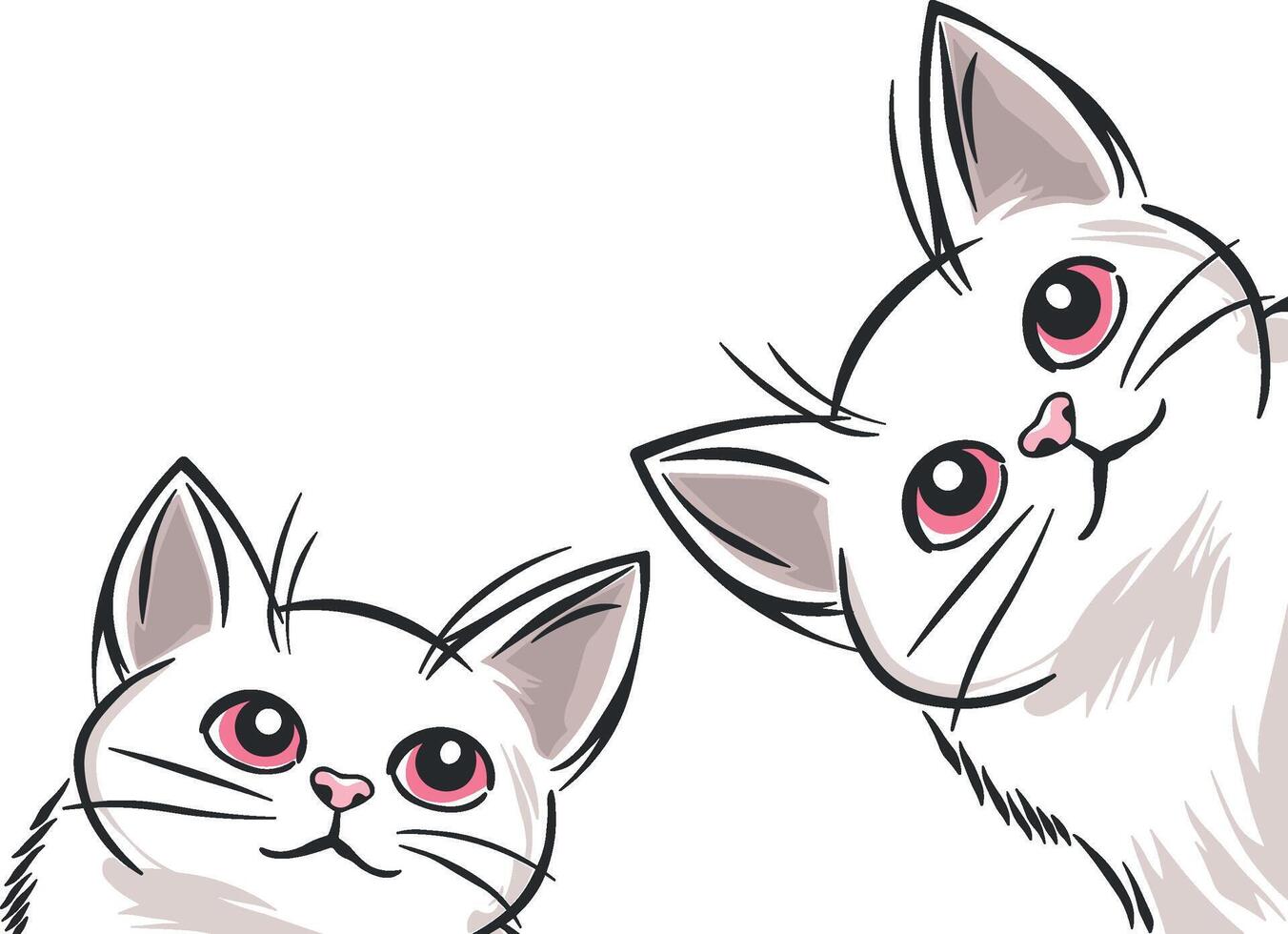 drawing of a peeking kitten or cat without background vector