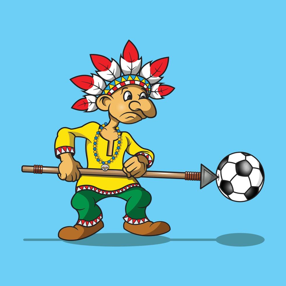 an indian was stabbing the ball with his spear vector