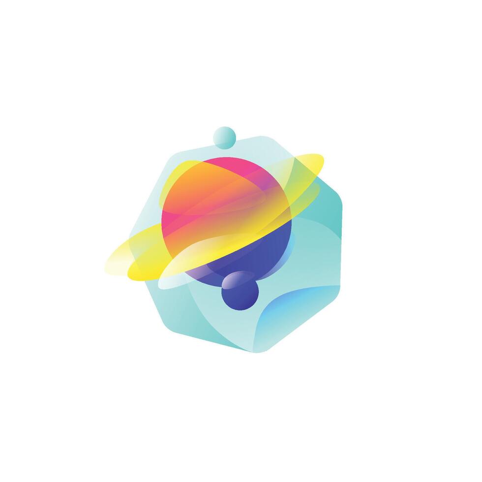 Illustration of the planet Saturn. Gradient flat icon. The planet of the solar system. A modern fashionable company logo. Icon isolated on white background. Emblem. vector
