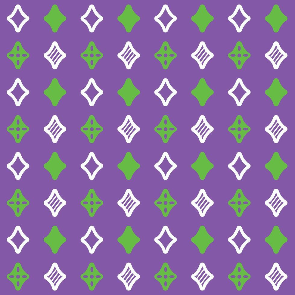 Seamless Pattern Shining Stars White and Green On Purple Background vector