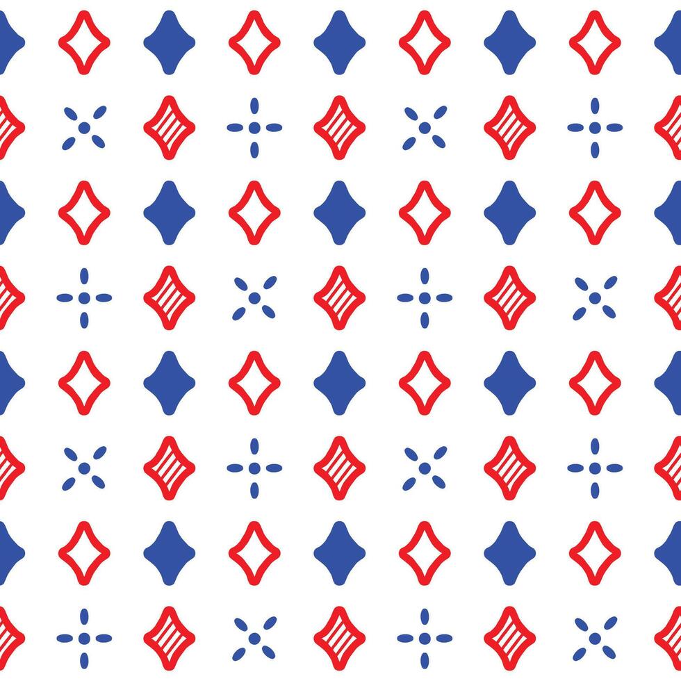 Seamless Pattern Shining Stars Blue and Red On White Background vector