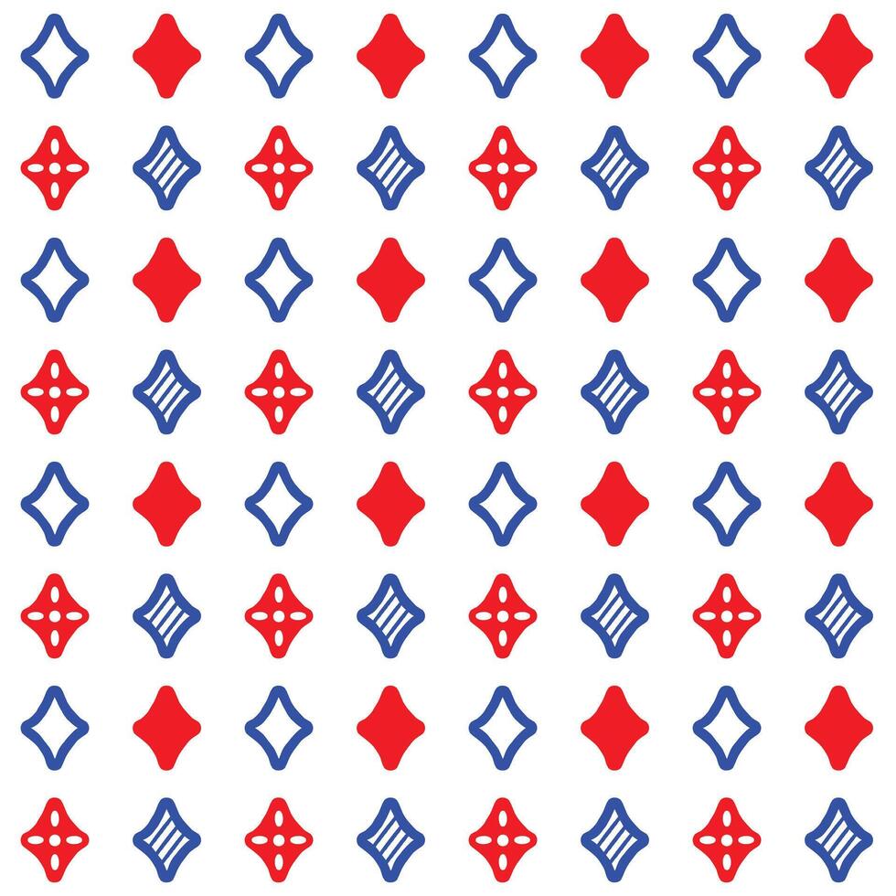 Seamless Pattern Shining Stars Blue and Red On White Background vector