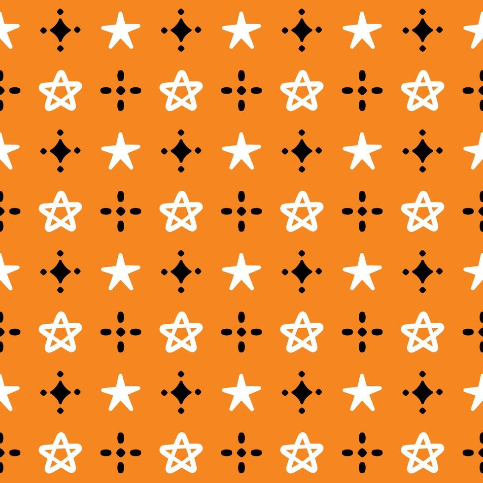 Seamless Pattern Stars White On Orange Background vector