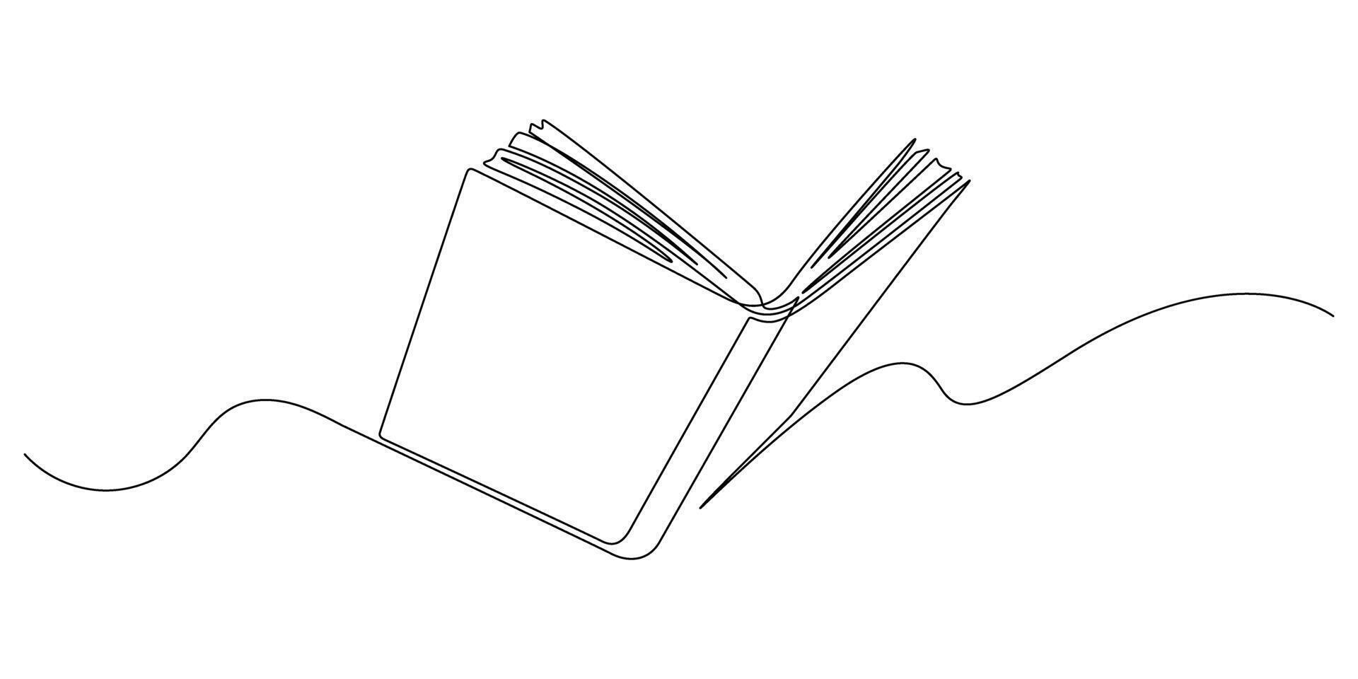 opening book one line drawing continous vector