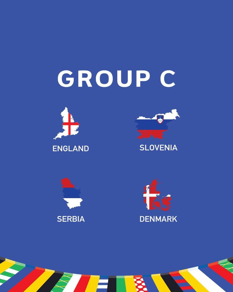 Group C Emblem Map European Nations 2024 Teams Countries European Germany Football Symbol Logo Design Illustration vector