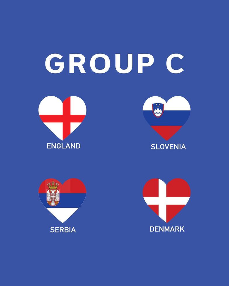 Group C Flag Heart European Nations 2024 Teams Countries European Germany Football Symbol Logo Design Illustration vector