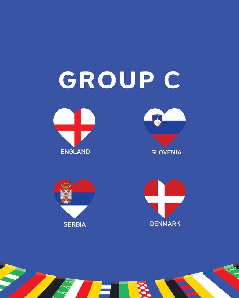 Group C Emblem Heart European Nations 2024 Teams Countries European Germany Football Symbol Logo Design Illustration vector