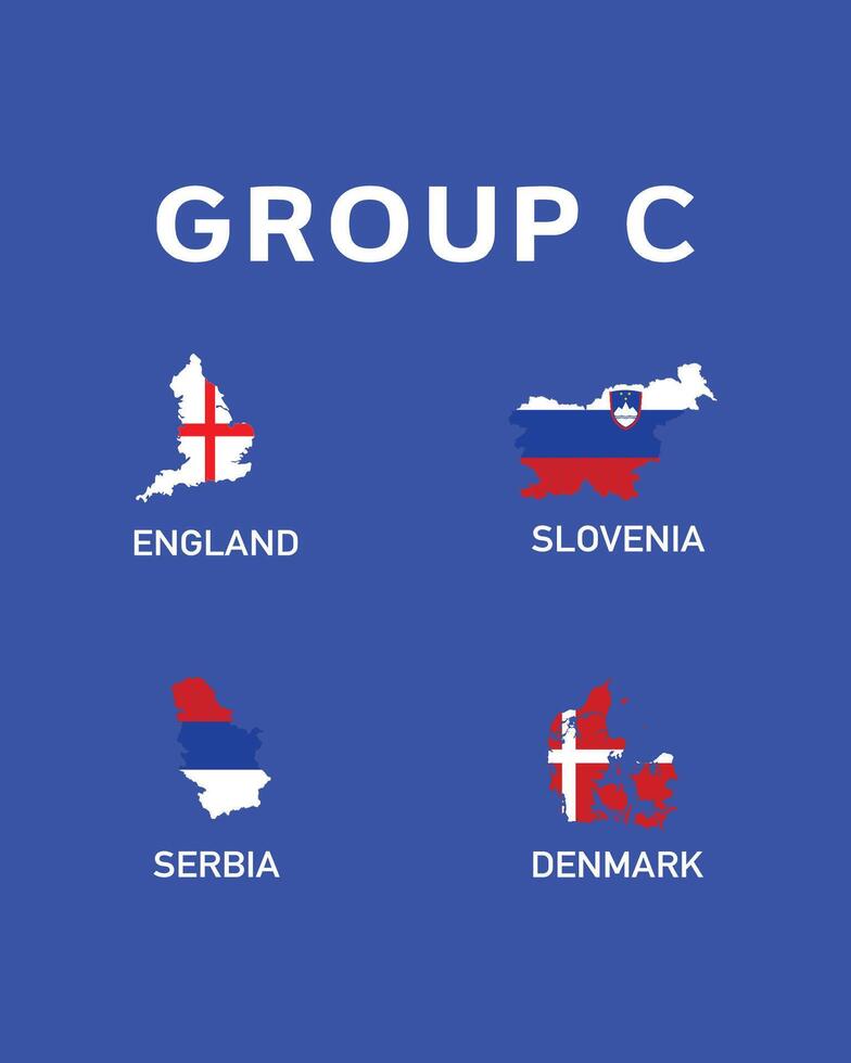 Group C Flag Map European Nations 2024 Teams Countries European Germany Football Symbol Logo Design Illustration vector