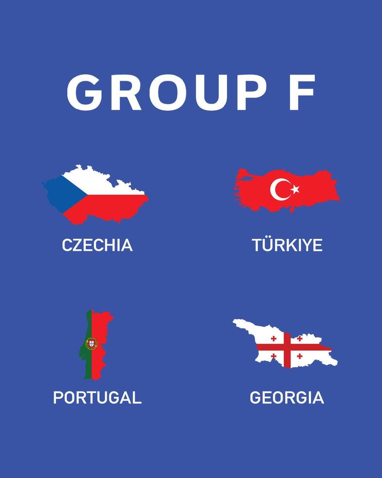 Group F Flag Map European Nations 2024 Teams Countries European Germany Football Symbol Logo Design Illustration vector