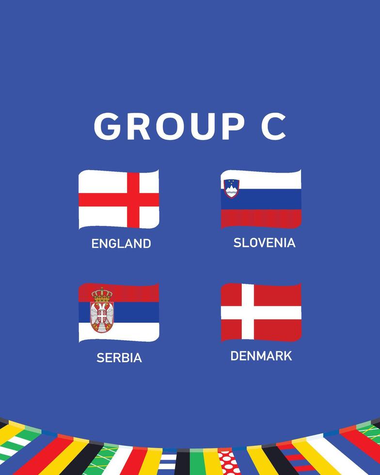 Group C Flag Ribbon European Nations 2024 Teams Countries European Germany Football Symbol Logo Design Illustration vector