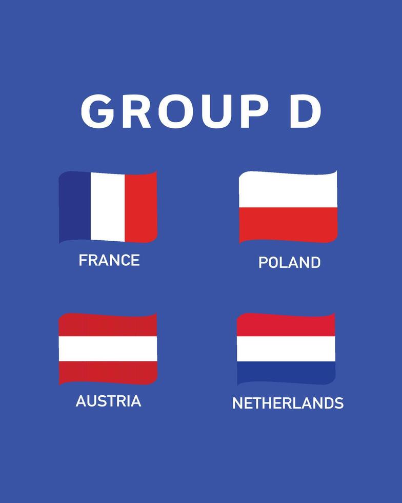 Group D Emblem Ribbon European Nations 2024 Teams Countries European Germany Football Symbol Logo Design Illustration vector