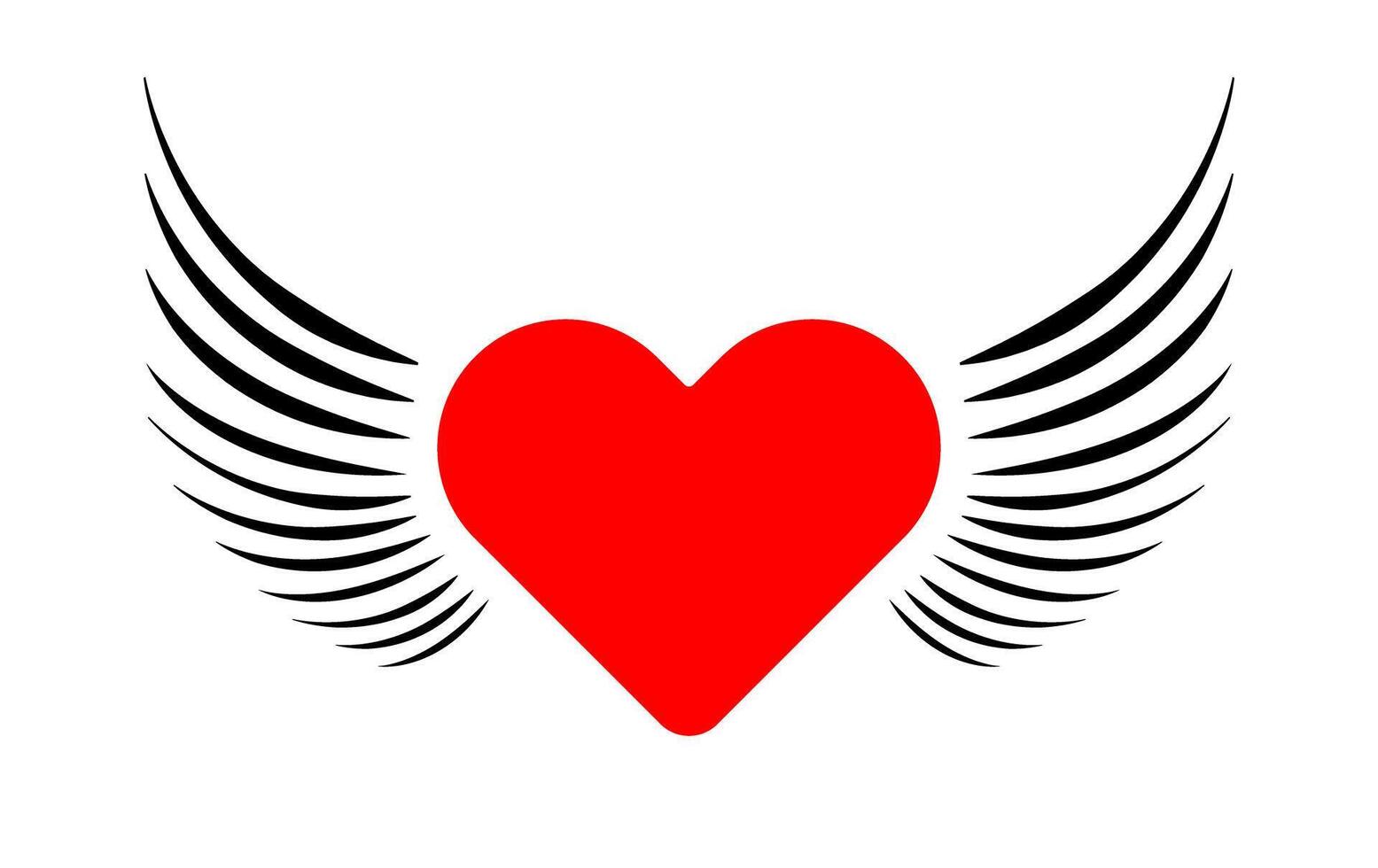 Red Heart with wings icon symbol vector