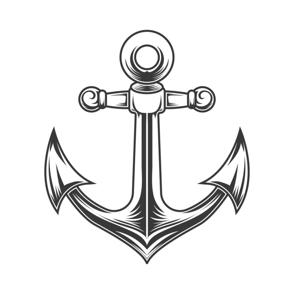 Anchor black and white design. 46584609 Vector Art at Vecteezy