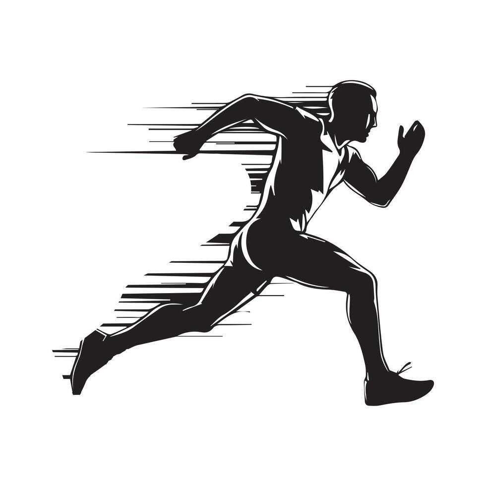 a silhouette of a man running vector