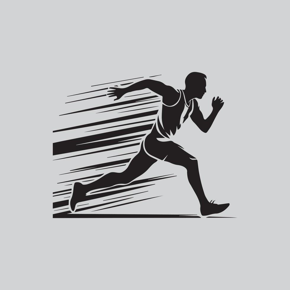 a silhouette of a man running vector